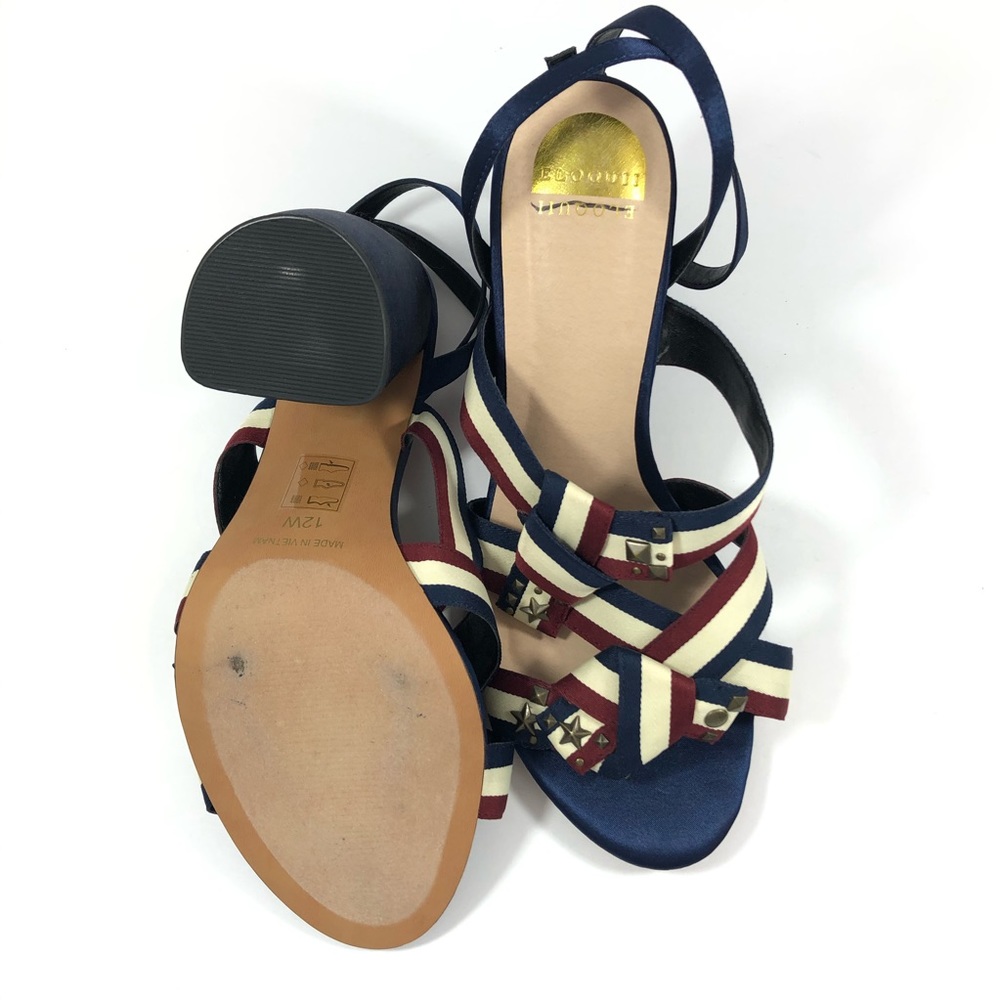 NWOB Eloquii Jules Blue Red White Stud Block Heels - Picture 8 of 8